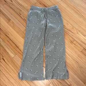 Gilly Hicks Olive Green Track Pants with White Floral Pattern